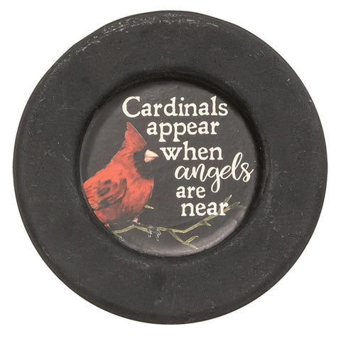 35665 Cardinal appear when angels are near wood plate