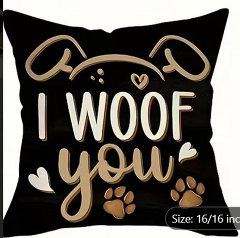 BP4067824 I Love You Paw Print Throw Pillow Cover (NO INSERT)