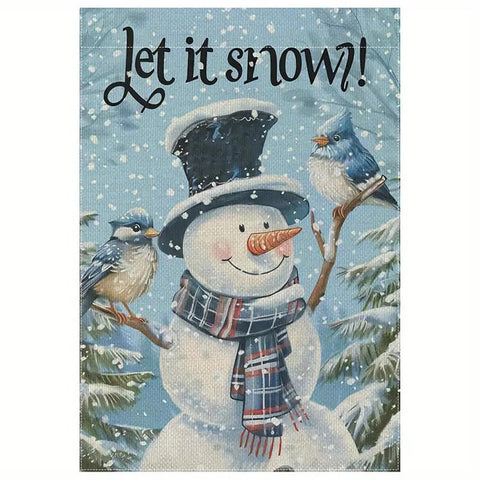 QJ253028 Winter Snowman & For Blue Bird Garden Flag - Double-Sided,Polyester