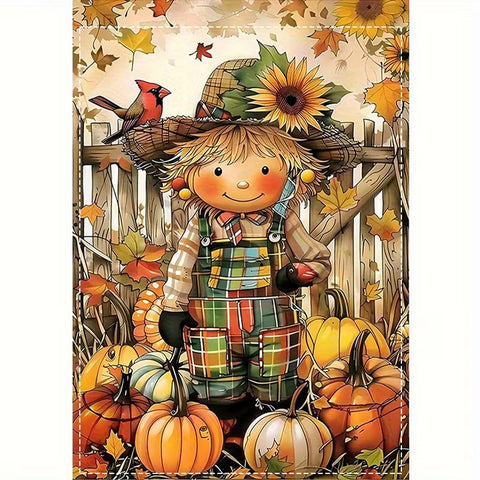 CU4065002 Autumn Harvest Garden Flag with Sunflower & Plaid  - Double-Sided