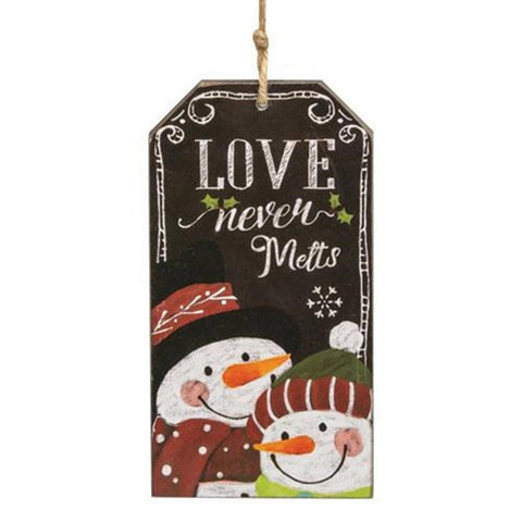 G90750 Love Never Melts Chalkboard Ornament