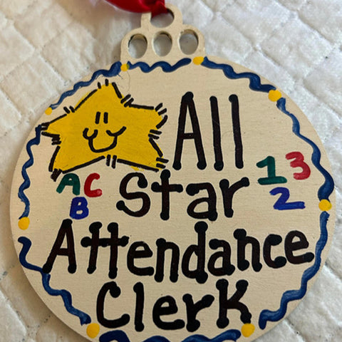 9101 ASAC All Star Attendance Clerk school ornament