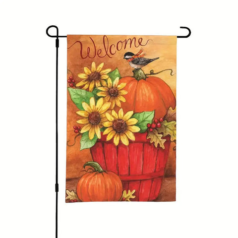 NP162305  Autumn Welcome Pumpkin and Sunflower Garden Flag, Double-Sided