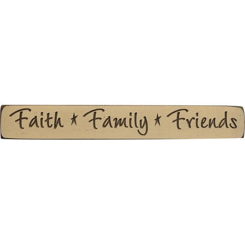 G1208- Faith Family Friends engraved wood Block