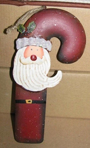 OR602- Santa Candy Cane Metal Christmas Ornament