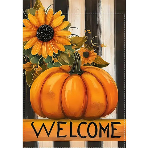 NQ279480 Welcome Sunflower & Pumpkin Garden Flag - Double-Sided