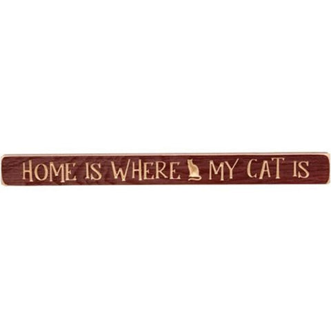GE90322 Home is Where my Cat is engraved wood block