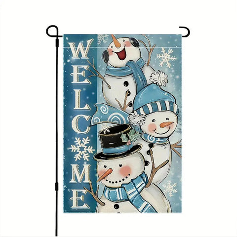 KJ207194 welcome snowman garden flag polyester double sided
