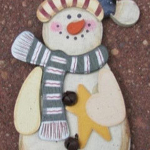 2813G-Snowman Green Scarf wood snowman ornament