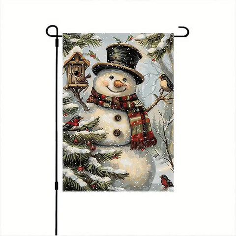 XK261489  snowman birdhouse double sided garden flag