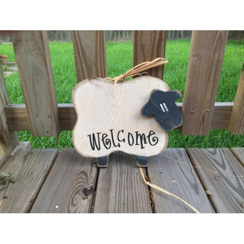 Primitive wood Sheep 6008 Baby Welcome Sheep