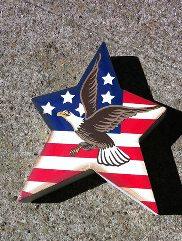 Prmitive Wood Standing Star 917 Patriotic Eagle