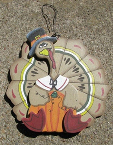 Turkey Fall Decor 1082 - Turkey Wood Brown Orange Sign