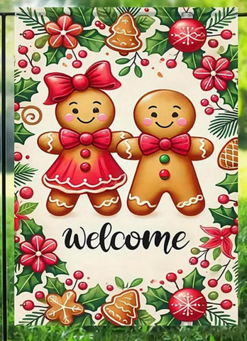 DX4125950 Gingerbread Couple Christmas Tree Cookie Welcome Garden Flag