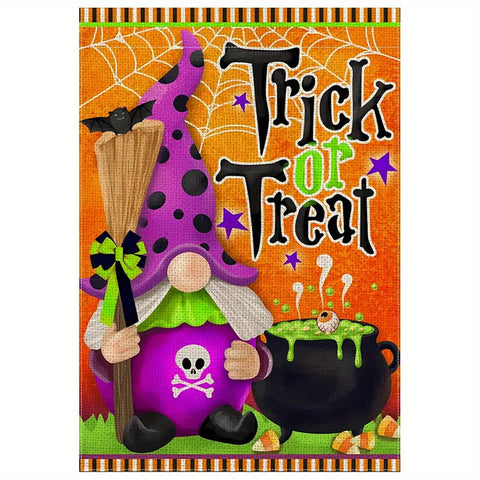 LG178309  truck or treat dot hat gnome garden flag