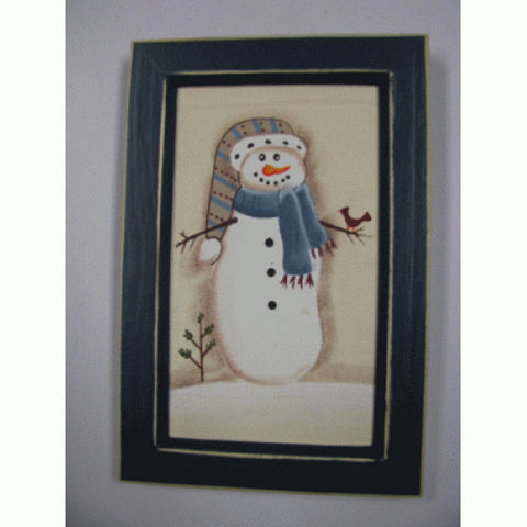 CAN51B - Snowman on Canvas Blue Frame