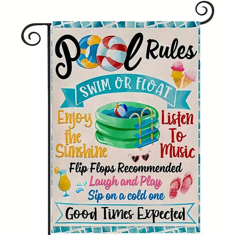 WW97326 Summer Swimming Pool Rules Garden Flag