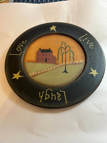 97175 Love Live Laugh wood plate very primitive