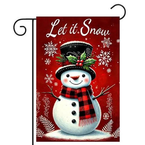 HM200908  Let it Snow  Snowman Garden Flag  double sided polyester