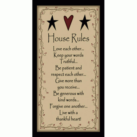 301HR - House Rules wood sign
