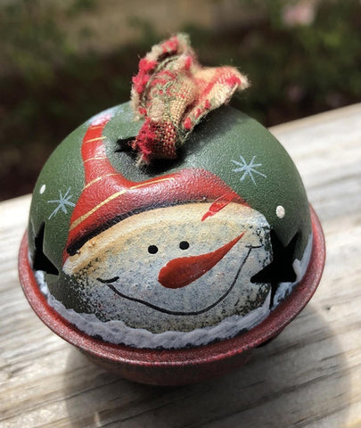 KL85375 Snowman Red Hat Ball Metal Christmas Ornament