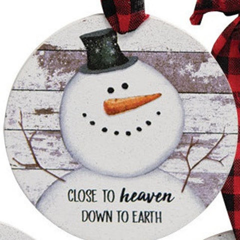 G34915 Close to heaven Down to Earth round wood Christmas Ornament