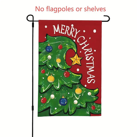 RX175320 Merry Christmas Double-Sided Christmas Tree Garden Flag - Polyester