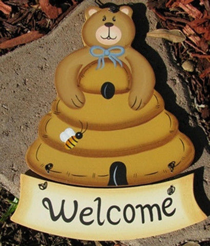 Wood Hanging Bear Wd2090 - Welcome Bear