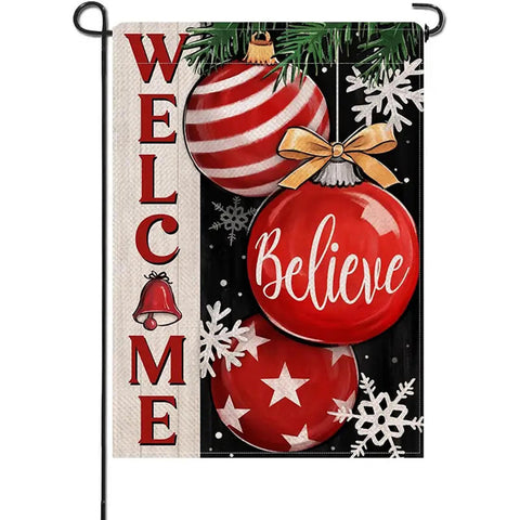 BR160881 welcome and believe ornament and snowflakes double sided