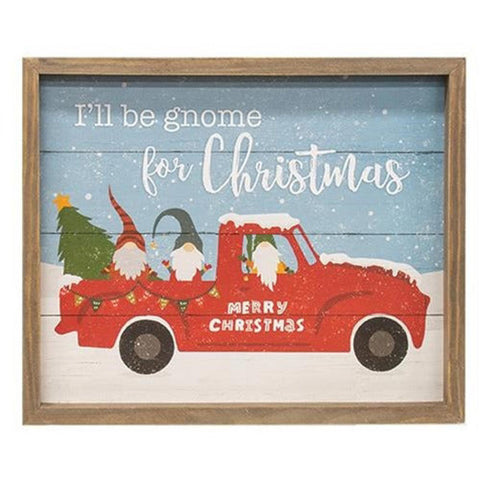 35631 I'll Be Gnome For Christmas Slat Framed Sign