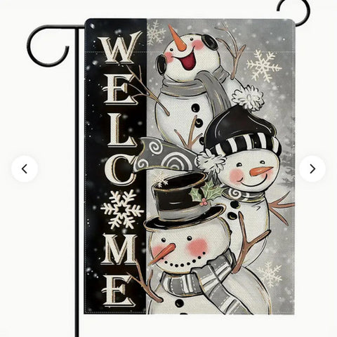 DU1479729  Double-Sided Winter Snowman Welcome Garden Flag