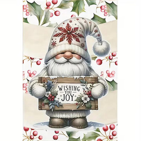 YU10717597 Christmas Garden Flag with Festive Snowman Gnome Wishing You Joy