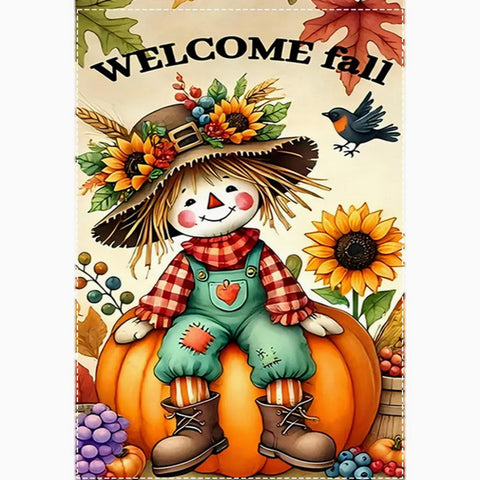 UC2327505 Double-Sided Pumpkin Scarecrow Welcome Fall Garden Flag,