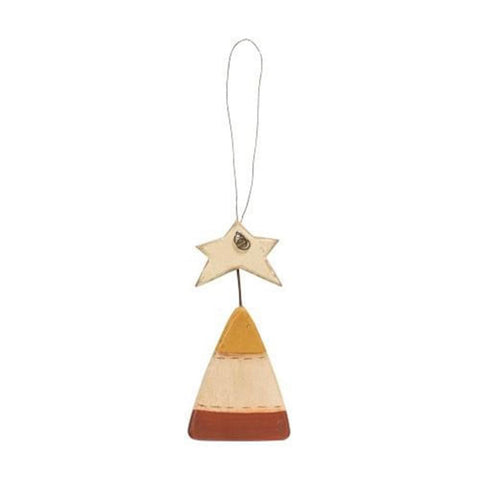 G36754 primitive candy corn with star wood halloween ornament