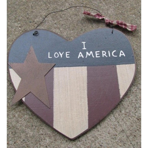 Patriotic Decor 99108ILA - Primitive Heart I Love America