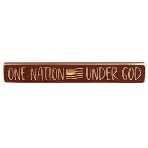 G8403 One Nation Under God with flag engraved wood block