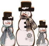 CD5897283  Wood Snowman Tiered Tray Block Signs set of 3