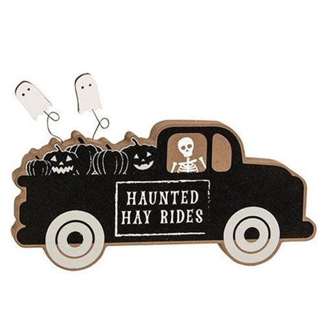 G37172 haunted Hay Rides wood chunky truck sitter