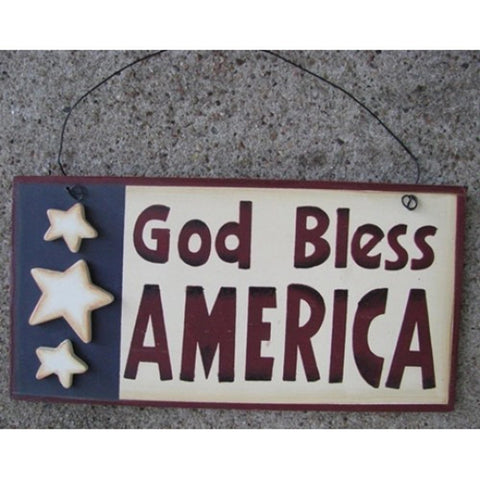 Patriotic Decor 2002A-God Bless America Wood Sign