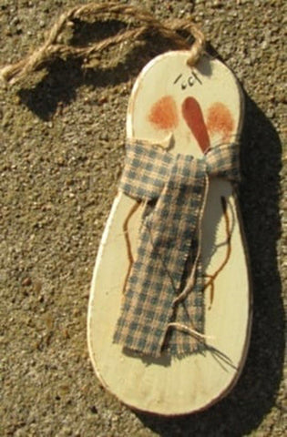 C345G - Snowman Green Scarf wood snowman ornament