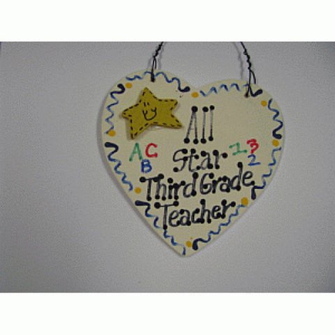 Teacher Gifts 5004 All Star Third Grade Teacher Wood Heart