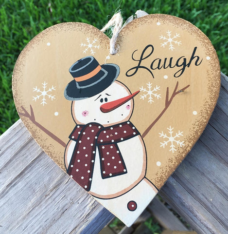 WL23 Snowman Laugh Heart Christmas Ornament