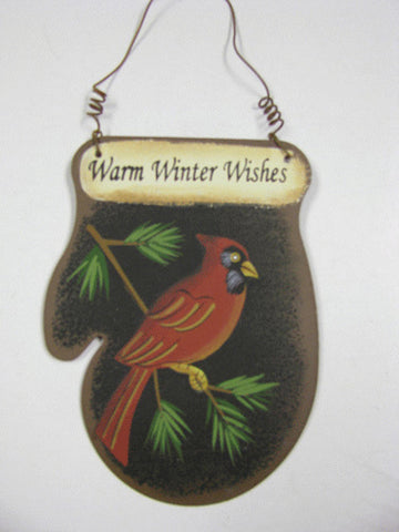 WD1396 Warm Winter Wishes Cardinal Metal Christmas Ornament