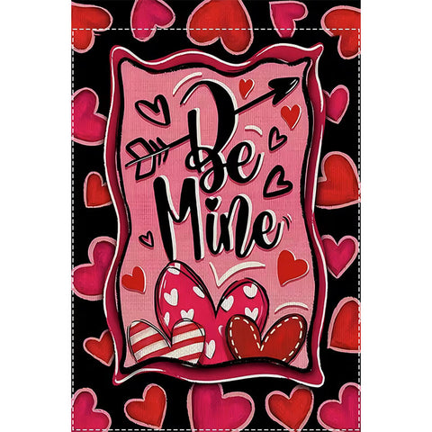 BA11342092 Valentine's Day Double-Sided Garden Flag, Linen Pink Heart