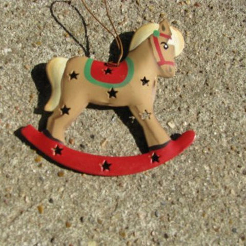 OR-346 Rocking Horse Metal Christmas Ornament