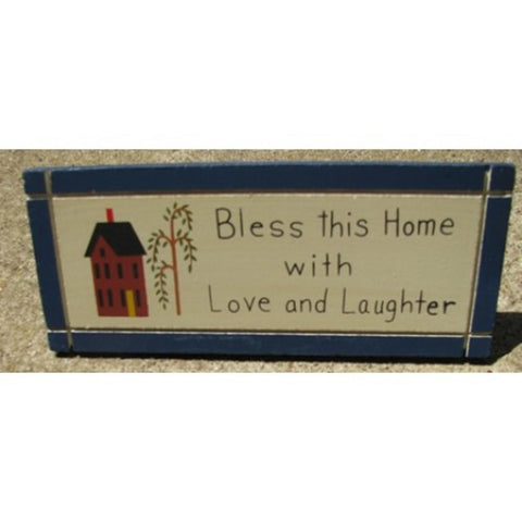 DS-5 Bless This House with Love and Laughter wood wedge sign