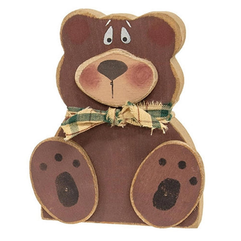 GBH60LB Distressed Wood Teddy Bear Sitter Brown