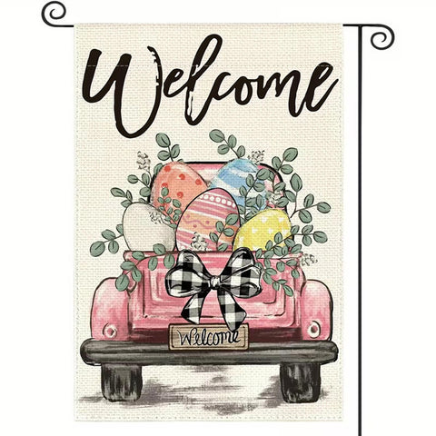 RC11730701  Welcome Double-Sided Easter Egg Car Garden Flag-