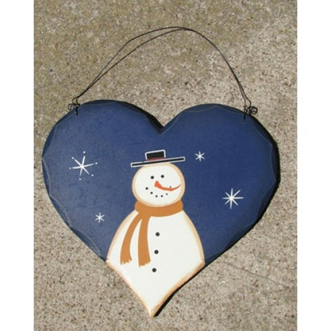 HP28- Blue Snowman with Top Hat wood heart
