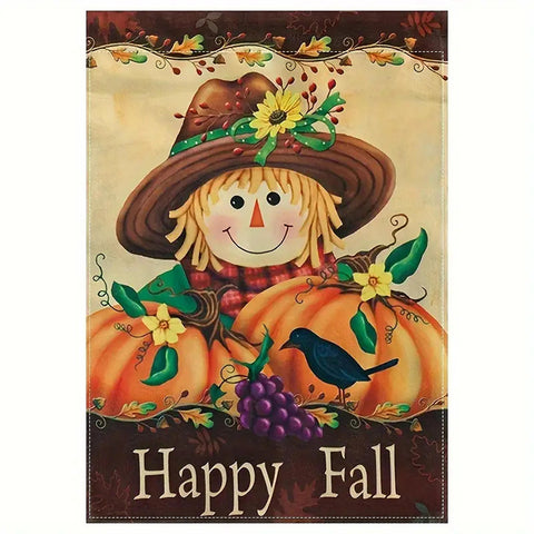 RW177616 Happy Fall Scarecrow & Pumpkin Harvest Garden Flag